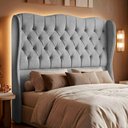 Ver imagem 6 de Cabeceira Cama Box Queen Size Alora 160cm Estofada Capitonê Moderna Linho Cinza - Desk Design