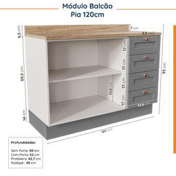 Cozinha Modulada 8 Peças 3 Aéreos 3 Balcões Adega e Toalheiro Arizona CabeCasa MadeiraMadeira - 19