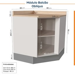 Cozinha Modulada 8 Peças 3 Aéreos 3 Balcões Adega e Toalheiro Arizona CabeCasa MadeiraMadeira - 18