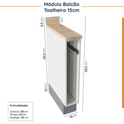 Cozinha Modulada 8 Peças 3 Aéreos 3 Balcões Adega e Toalheiro Arizona CabeCasa MadeiraMadeira - 16