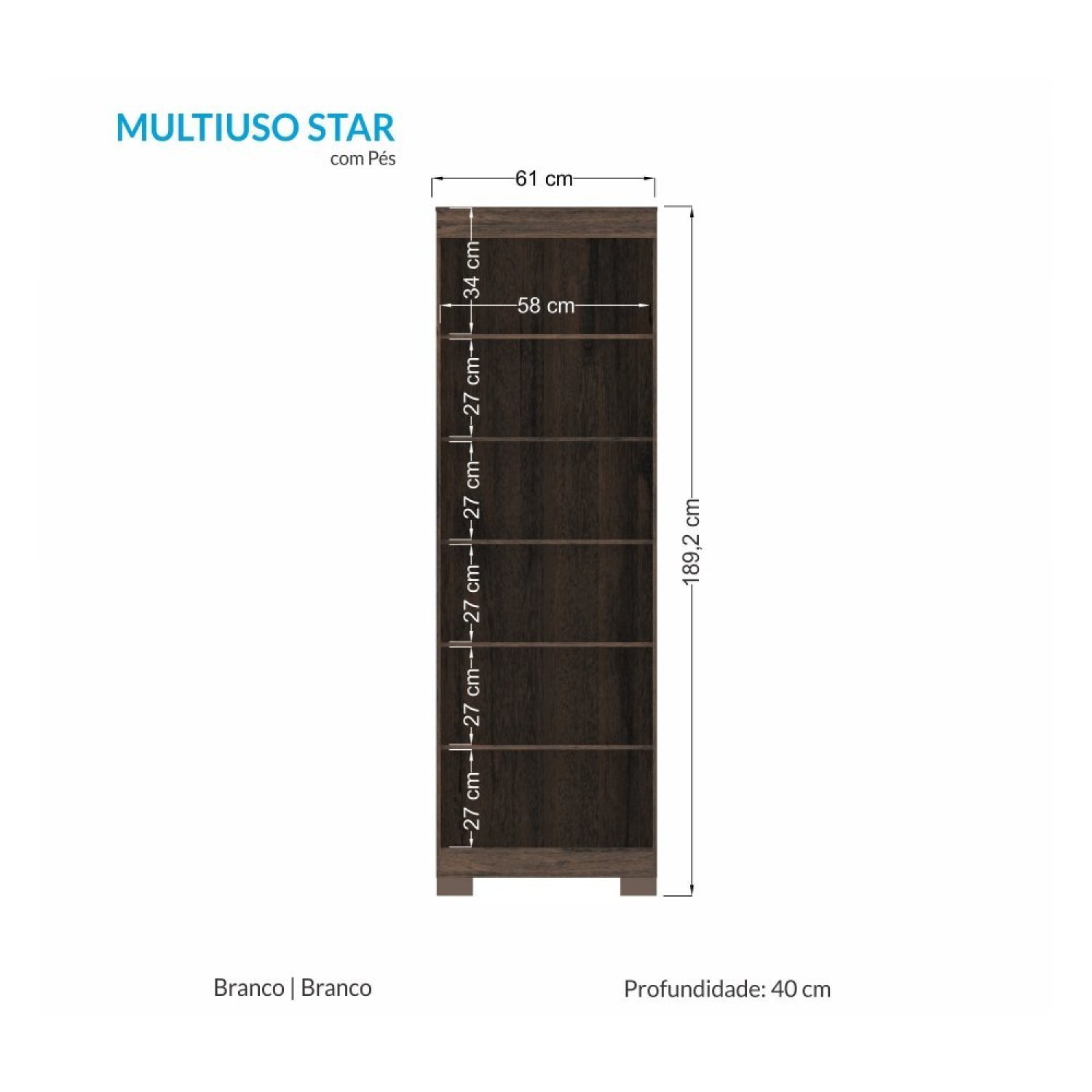 Armário Multiuso 2 Portas 5 Prateleiras Star - 3