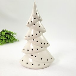 Árvore de Natal Porcelana Branca Led 17cm Decoração Natalina - 1