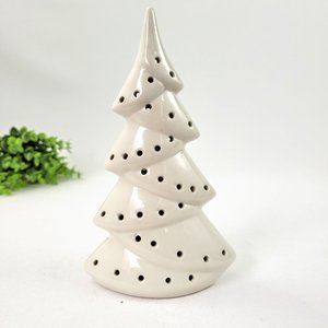 Árvore de Natal Porcelana Branca Led 17cm Decoração Natalina