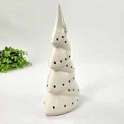 Árvore de Natal Porcelana Branca Led 17cm Decoração Natalina - 7