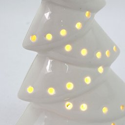Árvore de Natal Porcelana Branca Led 17cm Decoração Natalina - 4