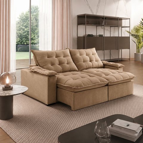 Sofá Liberty Retrátil e Reclinável 240m - Bege