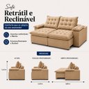 Ver imagem 3 de Sofá Liberty Retrátil e Reclinável 240m - Bege