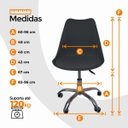 Ver imagem 5 de Cadeira Office Base Cromada Oficial com Rodízio Giratória Saarinen - Preto - 4