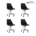 Ver imagem 2 de Cadeira Office Base Cromada Oficial com Rodízio Giratória Saarinen - Preto - 4