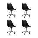 Ver imagem 1 de Cadeira Office Base Cromada Oficial com Rodízio Giratória Saarinen - Preto - 4