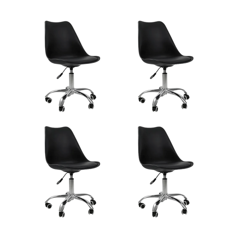 Cadeira Office Base Cromada Oficial com Rodízio Giratória Saarinen - Preto - 4