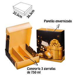 Caixa Presente P/ 3 Garrafas Vinho 750ml Papelão Envernizado - 2