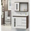Ver imagem 1 de Kit Gabinete Banheiro Mdf 80cm com Cuba e Espelheira Premium:rustico/branco