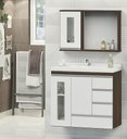 Ver imagem 1 de Kit Gabinete Banheiro Mdf 80cm com Cuba e Espelheira Premium:rustico/branco