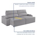 Ver imagem 4 de Sofá Retrátil e Reclinável 4 Lugares com Entrada USB e Porta Copos 250cm Irlanda Yescasa