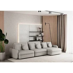 Sofá Denver Retrátil e Reclinável 3,04m em Boucle Alaska Natural - Home Mobily - 2