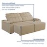 Sofá Retrátil e Reclinável 4 Lugares com Entrada USB e Porta Copos 230cm Austria Yescasa   - 5