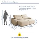 Ver imagem 3 de Sofá Retrátil Reclinável 4 Lugares com Entrada USB e Porta Copos 250cm Áustria Yescasa