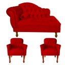 Ver imagem 1 de Kit Divã Recamier Sofá Imperial 120 Cm + 2 Poltronas Suede:vermelho