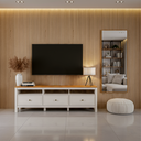 Ver imagem 1 de Conjunto de Sala 2 Peças com Rack e 1 Espelho Ananda CabeCasa MadeiraOriginals Branco Off White/Mel