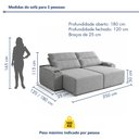 Ver imagem 3 de Sofá Retrátil Reclinável 4 Lugares com Entrada USB e Porta Copos 250cm Áustria Yescasa
