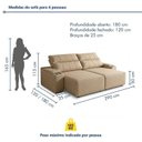 Ver imagem 3 de Sofá Retrátil Reclinável 4 Lugares com Entrada USB e Porta Copos 290cm Áustria Yescasa