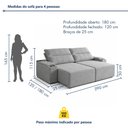 Ver imagem 3 de Sofá Retrátil Reclinável 4 Lugares com Entrada USB e Porta Copos 290cm Áustria Yescasa