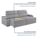 Ver imagem 4 de Sofá Retrátil Reclinável 4 Lugares com Entrada USB e Porta Copos 230cm Irlanda Yescasa