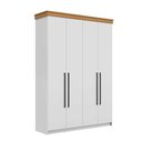 Ver imagem 2 de Guarda Roupa Solteiro 1,52m C/ 4 Portas e 2 Gavetas 100% Mdf Cor:branco Brilho com Freijó