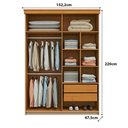 Ver imagem 3 de Guarda Roupa Solteiro 1,52m C/ 4 Portas e 2 Gavetas 100% Mdf Cor:branco Brilho com Freijó
