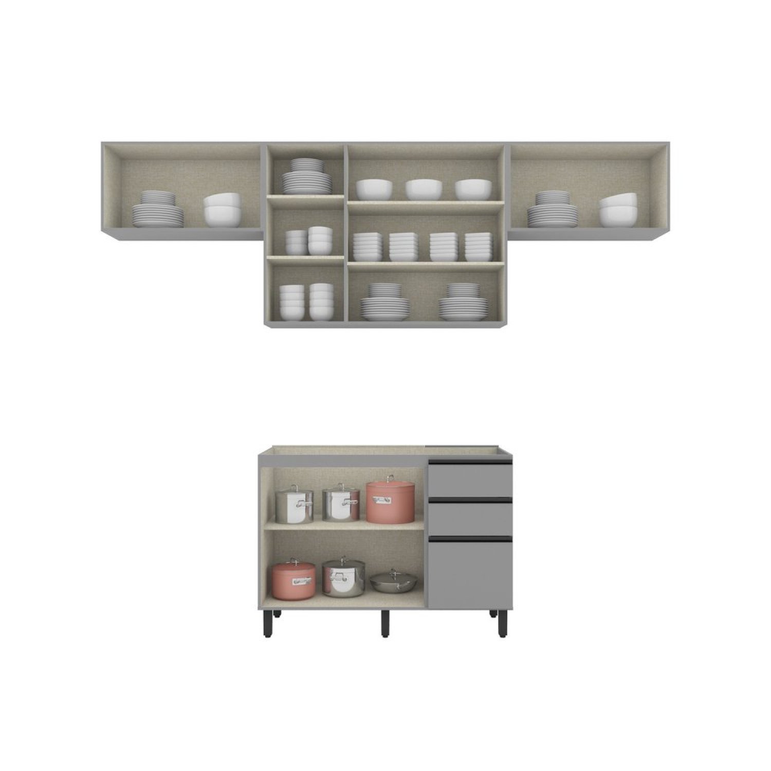 Cozinha Compacta 4 Peças 7 Portas Diva Espresso Móveis - 4