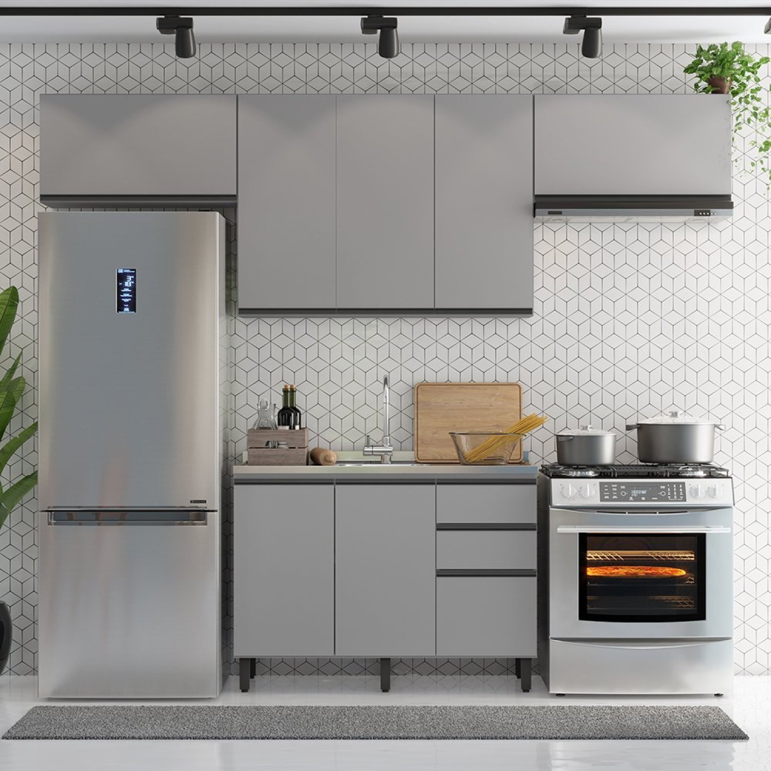 Cozinha Compacta 4 Peças 7 Portas Diva Espresso Móveis - 1