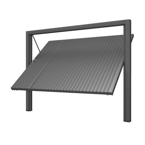 Portão de Aço Contrapeso com Painel em Chapa Frisada 220x240x8,7