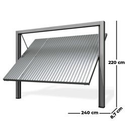 Portão de Aço Galvanizado Contrapeso com Painel Chapa Frisada 220cmx240cmx8,7cm - 3
