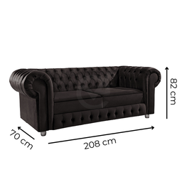 Namoradeira Chesterfield Bourbon 3 Lugares Via Encanto Veludo - 3