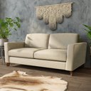 Ver imagem 1 de Sofá Sala de Estar Living 3 Lugares 280cm Presley Pés Madeira Veludo Bege G52 - Gran Belo
