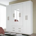 Ver imagem 1 de Guarda Roupa Casal 8 Portas 4 Gavetas Nápoles com Espelhos Branco