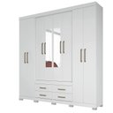 Ver imagem 4 de Guarda Roupa Casal 8 Portas 4 Gavetas Nápoles com Espelhos e Pés Branco