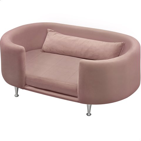 Cama para Cachorro e Gato Caminha Chase Pet Veludo Rosa Pés Metal com Regulagem - Arkell