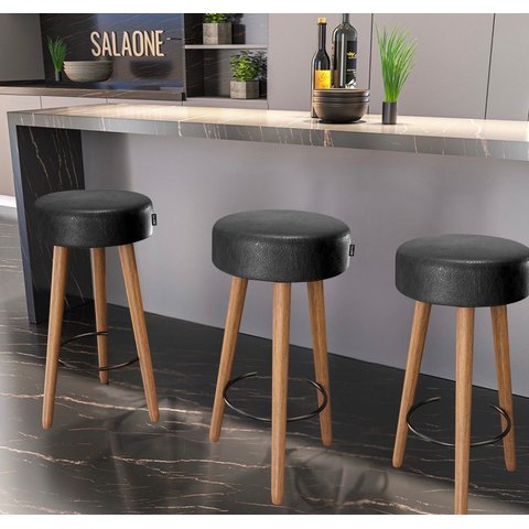 Kit 3 Banquetas Estofadas Altas Londres Estilo Moderno para Cozinha, Área Gourmet e Balcão - Salaone