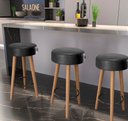 Ver imagem 1 de Kit 3 Banquetas Estofadas Altas Londres Estilo Moderno para Cozinha, Área Gourmet e Balcão - Salaone