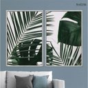 Ver imagem 2 de Kit 02 Quadros Decorativos - Folhas de Palmeira Tropical Branca e Verde Flnt029k - Canvas - 40x60cm