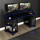 Ver imagem 4 de Conjunto 2 Peças com Mesa Gamer ME4167 com Cadeira de Escritório Diretor Tela Mesh Preto Azul