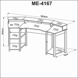 Kit 2 Peças com Mesa Gamer ME4167 com Cadeira de Escritório Diretor Tela Mesh - 9