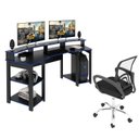 Ver imagem 2 de Kit 2 Peças com Mesa Gamer ME4167 com Cadeira de Escritório Diretor Tela Mesh