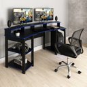 Ver imagem 1 de Conjunto 2 Peças com Mesa Gamer ME4167 com Cadeira de Escritório Diretor Tela Mesh Preto Azul