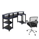 Ver imagem 3 de Conjunto 2 Peças com Mesa Gamer ME4167 com Cadeira de Escritório Diretor Tela Mesh Preto Azul