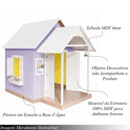 Casinha de Brinquedo Artesanal Mdf com Telhado Branco/lilás L12 - Gran Belo Casinha Infantil - 3