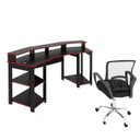 Ver imagem 3 de Conjunto 2 Peças com Mesa Gamer ME4167 com Cadeira de Escritório Diretor Tela Mesh Preto Vermelho