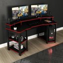 Ver imagem 4 de Conjunto 2 Peças com Mesa Gamer ME4167 com Cadeira de Escritório Diretor Tela Mesh Preto Vermelho